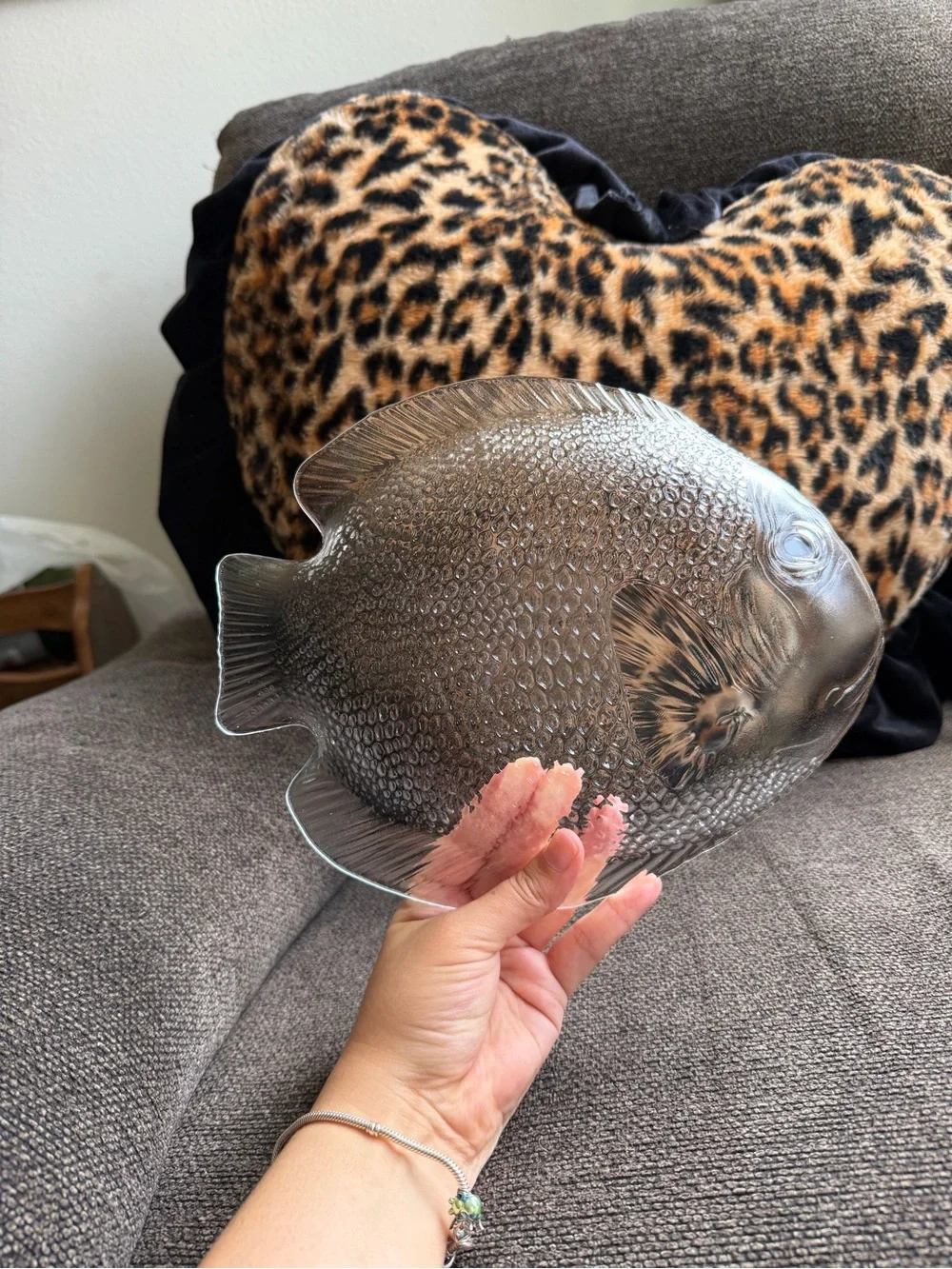 1970s Clear Glass Fish-Shaped Dish - Transparent